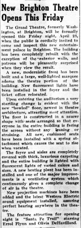 Washington Theatre - 24 April 1941 Article (newer photo)